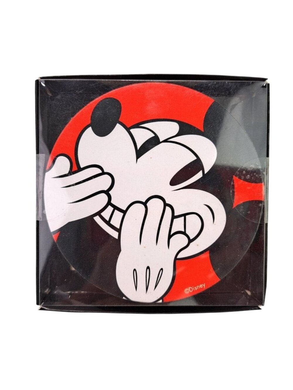 Disney Mickey Mouse Minnie Drink Coasters 4 Pack Beverage Red Black Gray New